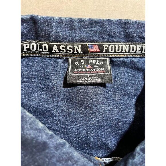 US Polo ASSN Jacket‎ Trucker Adult Large Blue Denim Long Sleeve Button Oversized - Picture 6 of 11